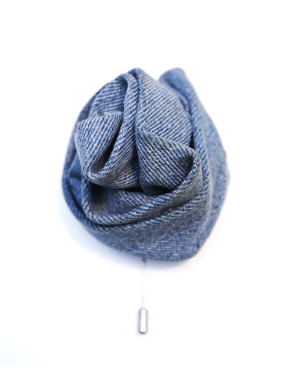 Men's Blue Fabric Lapel Pin Flower - expensive stitch